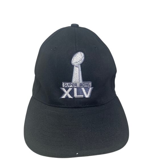 Superbowl XLV Baseball Hat Packers vs Steelers Feb 6 2011 Black Silver - Picture 1 of 10